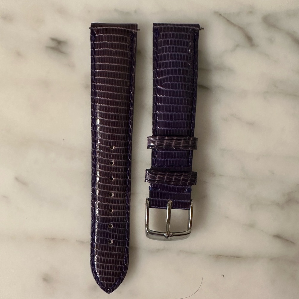 Michele 18mm Purple Embossed Crocodile Leather Strap. New